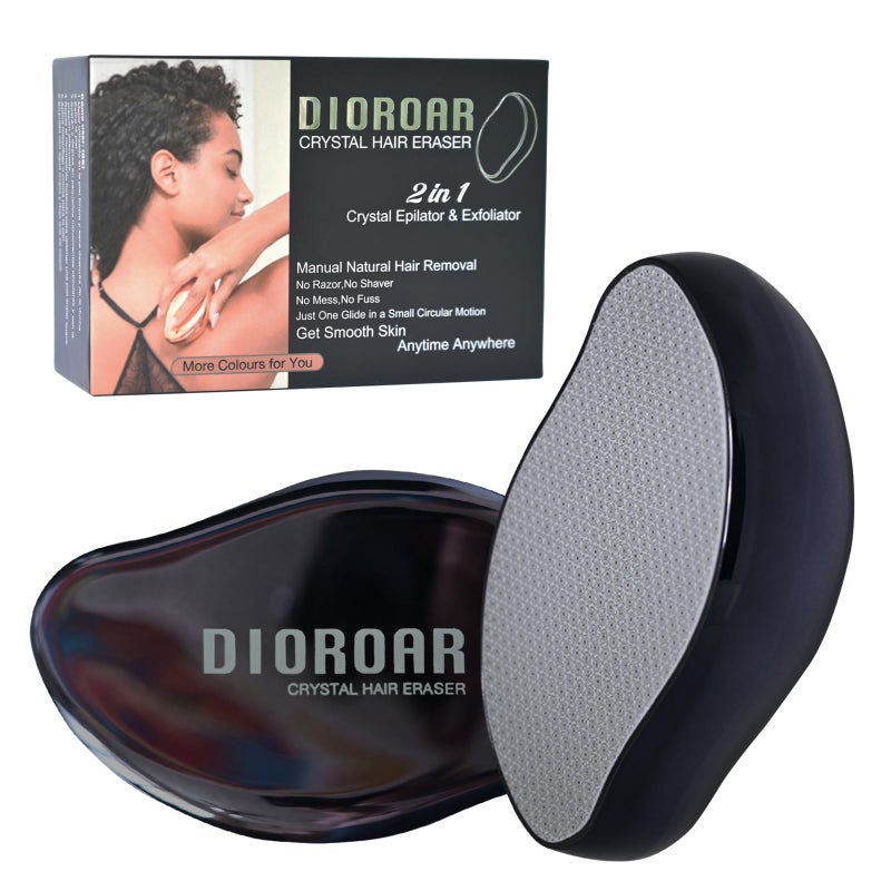 DIOROAR Crystal Hair EraserUpgrade Crystal Hair RemoverPhysical Nano Glass Hair Removal DevicePainless Epilator and Exfoliator Without Shaver for Quick Soft Silky SkinBlack